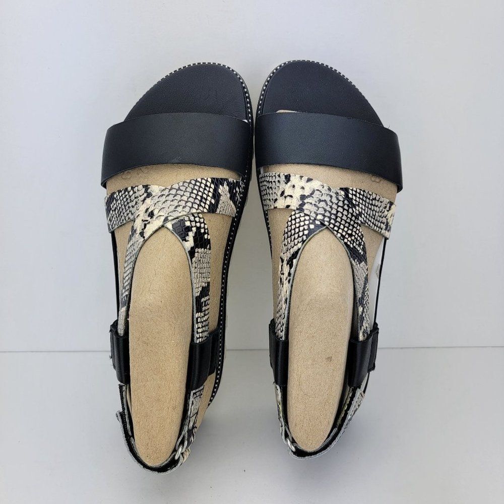 Sorel Womens Size 8.5 Black Snake Roaming Criss Cross Ankle Slingback Leather Sa - Picture 5 of 7